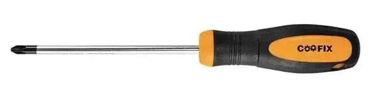 Cacciavite a croce PH1 5x75 mm con punta magnetica, manico ergonomico antiscivolo e lama in acciaio cromo vanadio per uso professionale.