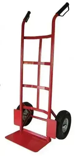 Carrello portatutto 150kg Hobby Shop Solution in acciaio rosso con ruote gonfiabili, ideale per trasporto merci pesanti in ambito industriale.