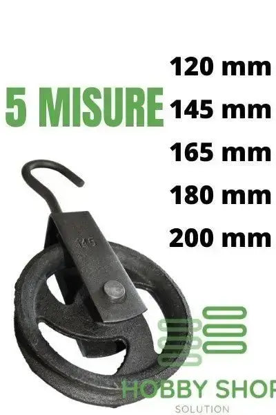 Carrucola In Ghisa Per Pozzo - Diametro 180 Mm, Portata 950 Kg, Con Gancio E Girella - Foto 5