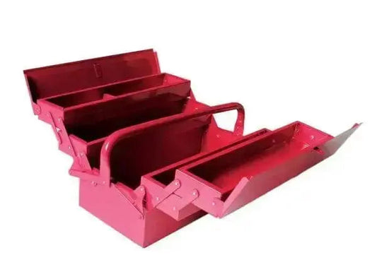 Cassetta portautensili 5SC. 460MM in acciaio verniciato rosso con 5 scomparti aperti, ideale per organizzare attrezzi da lavoro in ferramenta.