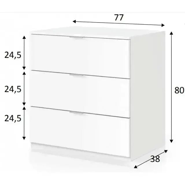 Cassettiera 3 cassetti, colore bianco 77x38x80h Cassettiere FORES   