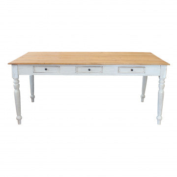Tavolo in mogano con piano rettangolare 180x90 cm, altezza 75 cm