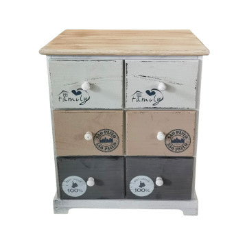 Mobiletto in legno con 6 cassetti 48x29x56 cm