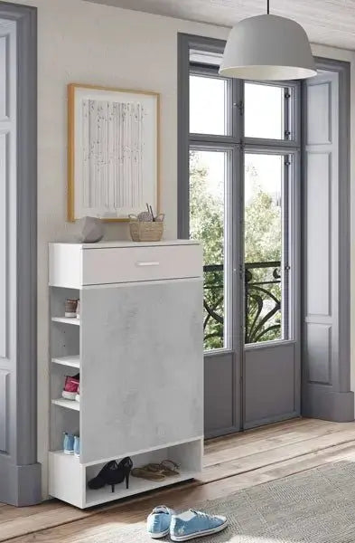 Mobile Multiuso 1 Cassetto Bianco/Cemento Scarpiere e organizer per scarpe FORES   