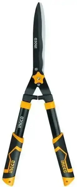 Cesoia da giardino lama ondulata Ingco con impugnatura ergonomica e lama in teflon, ideale per tagliare rami e arbusti con precisione.