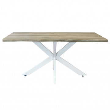 Tavolo piano MDF melaminico nodato 160x90 cm struttura metallo bianca
