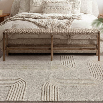 Tappeto tessuto lana e cotone 160x230 cm colore avorio