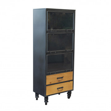 Mobile in ferro e legno con struttura portante in metallo, altezza 182,8 cm