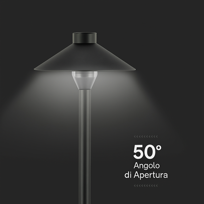 Dettaglio della Piantana LED Giardino 7W 3000K IP65 con angolo di apertura di 50°. Illuminazione precisa per esterni.