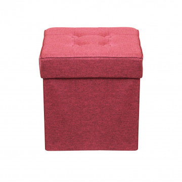 Pouf contenitore quadrato in tessuto bordeaux 38x38x40 cm