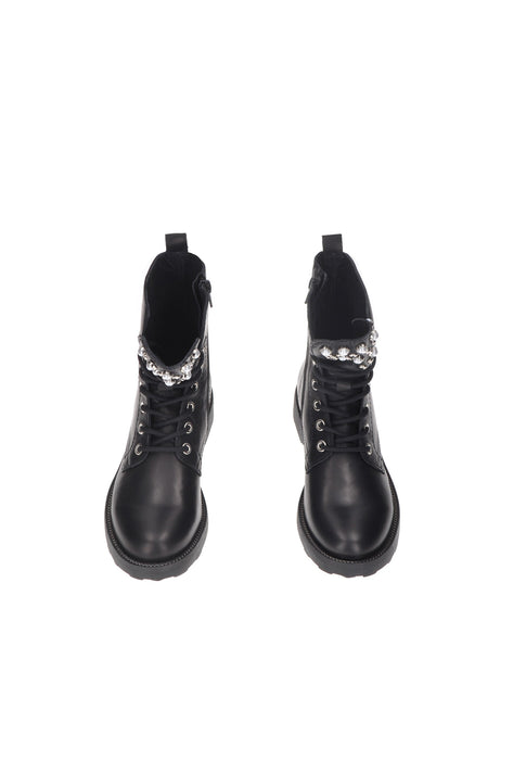 Boot Zeppelin 4597 Mid In Pelle Con Laccio E Cerniera Frontali Sottopiede Imbottito In Pelle Fondo Gomma Tacco 3 Cm