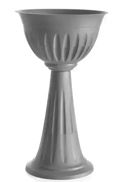 Fioriera Colonna Alba Ø43cm H74,5 in plastica grigia, design elegante per arredo esterno e giardino, disponibile in diversi colori.