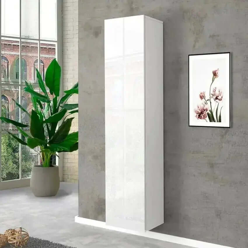 Colonna Armadio Moderno con 1 Anta Battente Bianco Lucido Maruska Armadi Italy Web forniture   