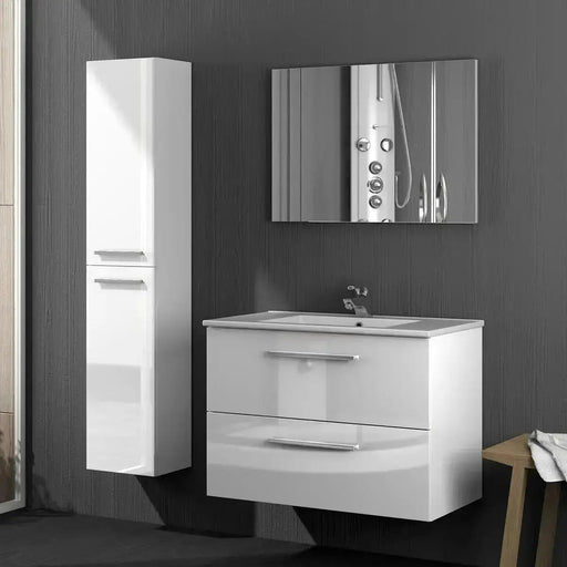 Colonna per il bagno con 2 ante 30x25x150 cm colore bianco Set di mobili per bagno FORES   