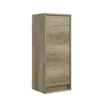 Colonna sospesa in rovere nordico con anta chiusa, design moderno e compatto per bagno Dakota. Dimensioni 30x26x74 cm.