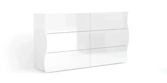 Comò Moderno 6 Cassetti Onda Bianco Lucido Comodini Italy Web forniture   