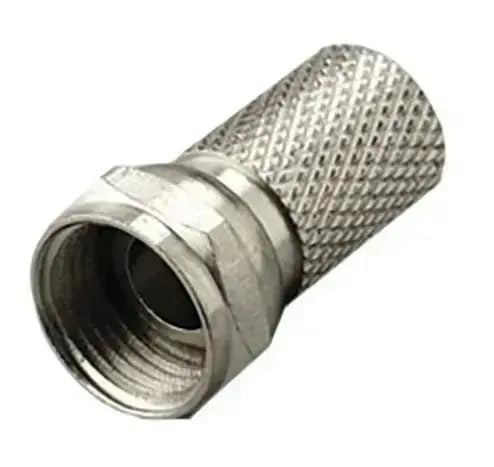 Connettore SAT x cavo 6mm in metallo, ideale per collegamenti satellitari. Accessorio elettricità e telefonia in blister da 2 pezzi.