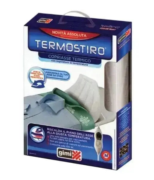 Copriasse termostiro Gimi M.38x122 con regolatore di temperatura, confezione originale per asse da stiro termico 100W.