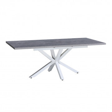 Tavolo allungabile piano melamina grigia struttura metallo bianca 160/200x90