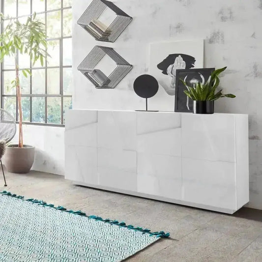 Credenza con 4 ante a battente in bianco lucido Credenze Italy Web forniture   