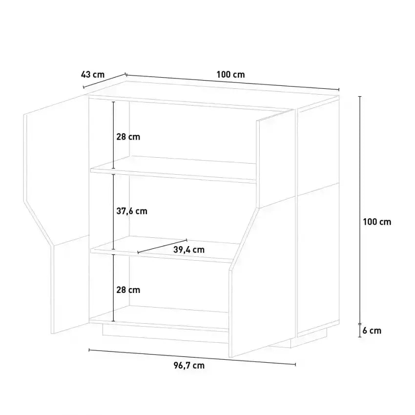 Credenza Alien Highboard 100 x 43 x 106 cm - Bianco Laccato Credenze Italy Web forniture   