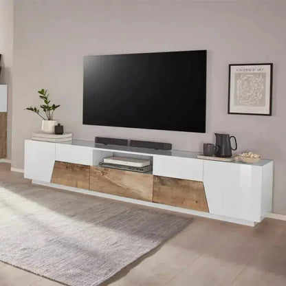 Credenza Alien Lowboard 220,1 x 43 x 46 cm - Bianco Laccato e Acero Pereira Credenze Italy Web forniture   