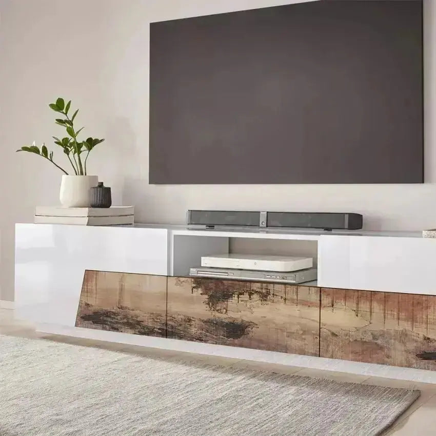 Credenza Alien Lowboard 220,1 x 43 x 46 cm - Bianco Laccato e Acero Pereira Credenze Italy Web forniture   