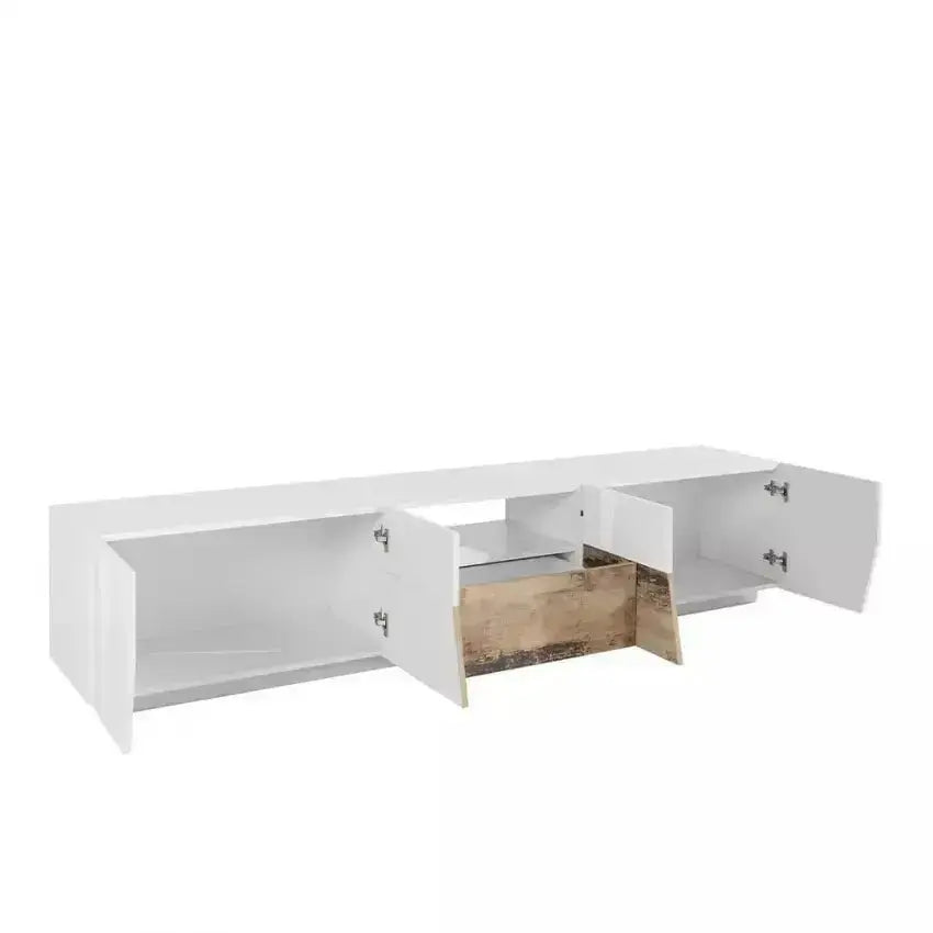 Credenza Alien Lowboard 220,1 x 43 x 46 cm - Bianco Laccato e Acero Pereira Credenze Italy Web forniture   