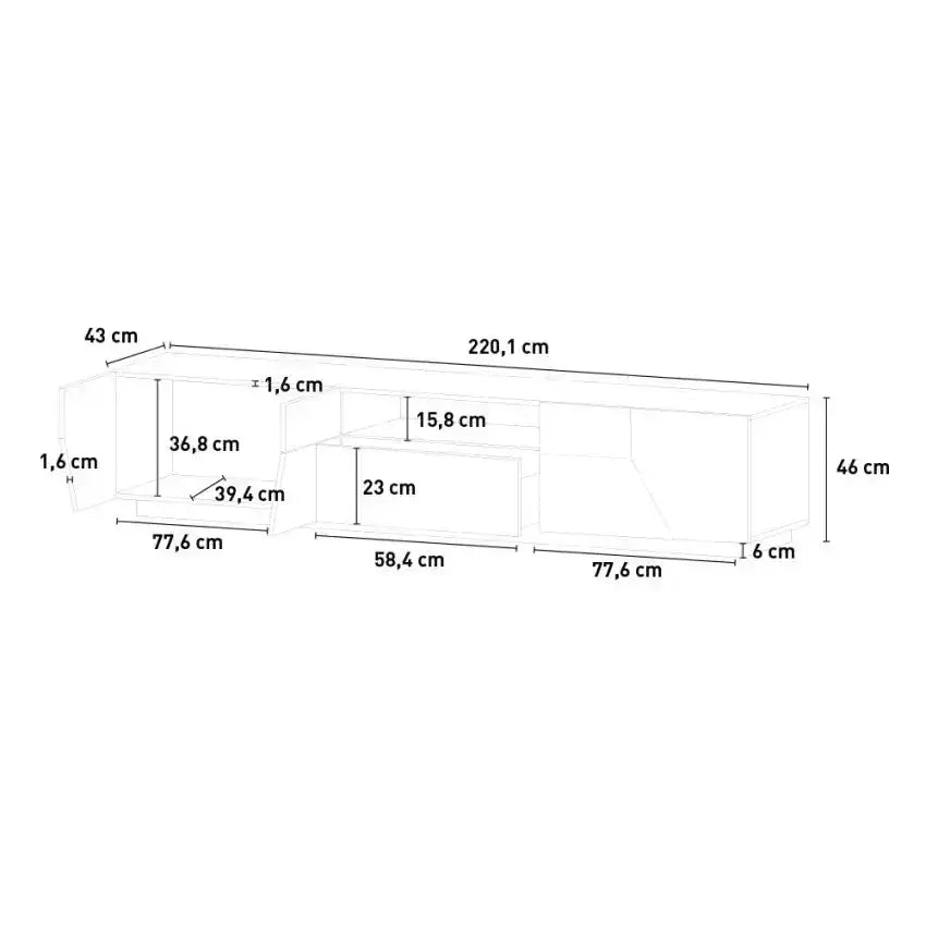 Credenza Alien Lowboard 220,1 x 43 x 46 cm - Bianco Laccato e Acero Pereira Credenze Italy Web forniture   