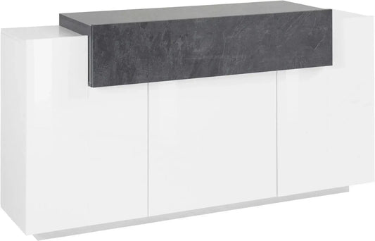 Credenza CORO Moderna 3 Ante Battente e 1 Anta Ribalta Bianco Lucido - Descrizione Técnica Credenze Italy Web forniture   