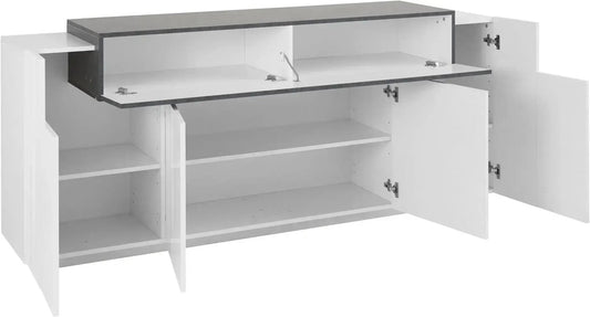 Credenza Moderna CORO con 4 ante battenti e 1 anta a ribalta in bianco lucido - report Credenze Italy Web forniture   