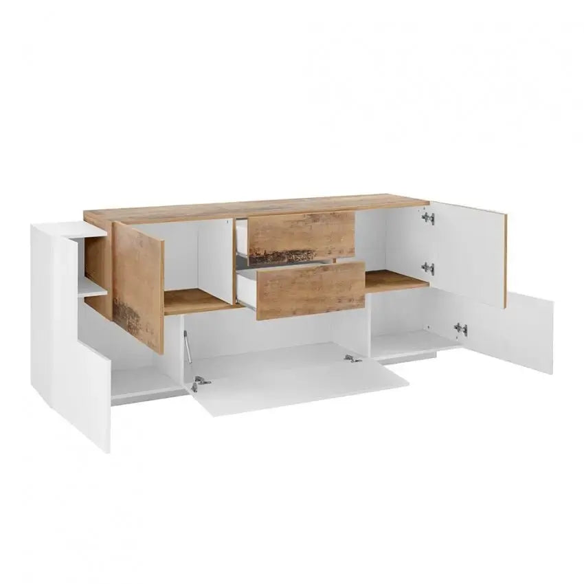 Credenza moderna NEW CORO con ante battenti, ribalta, cassetti, in bianco acero pereira Credenze Italy Web forniture   