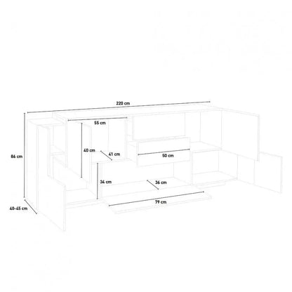 Credenza moderna NEW CORO con ante battenti, ribalta, cassetti, in bianco acero pereira Credenze Italy Web forniture   
