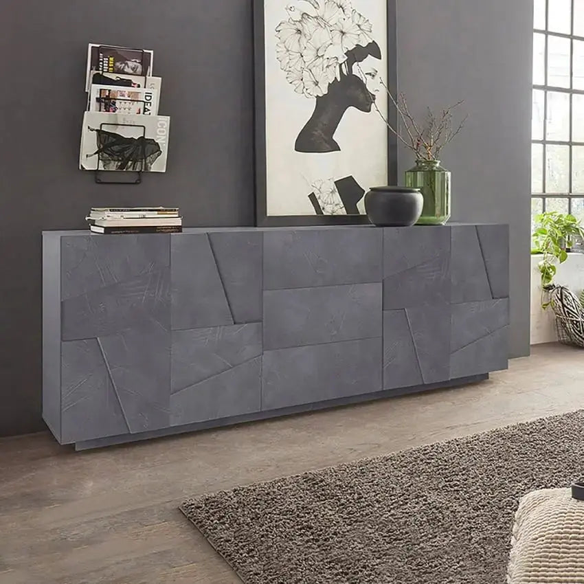 Credenza PING Moderna con 4 Ante Battenti e 3 Cassetti in Ardesia Credenze Italy Web forniture   