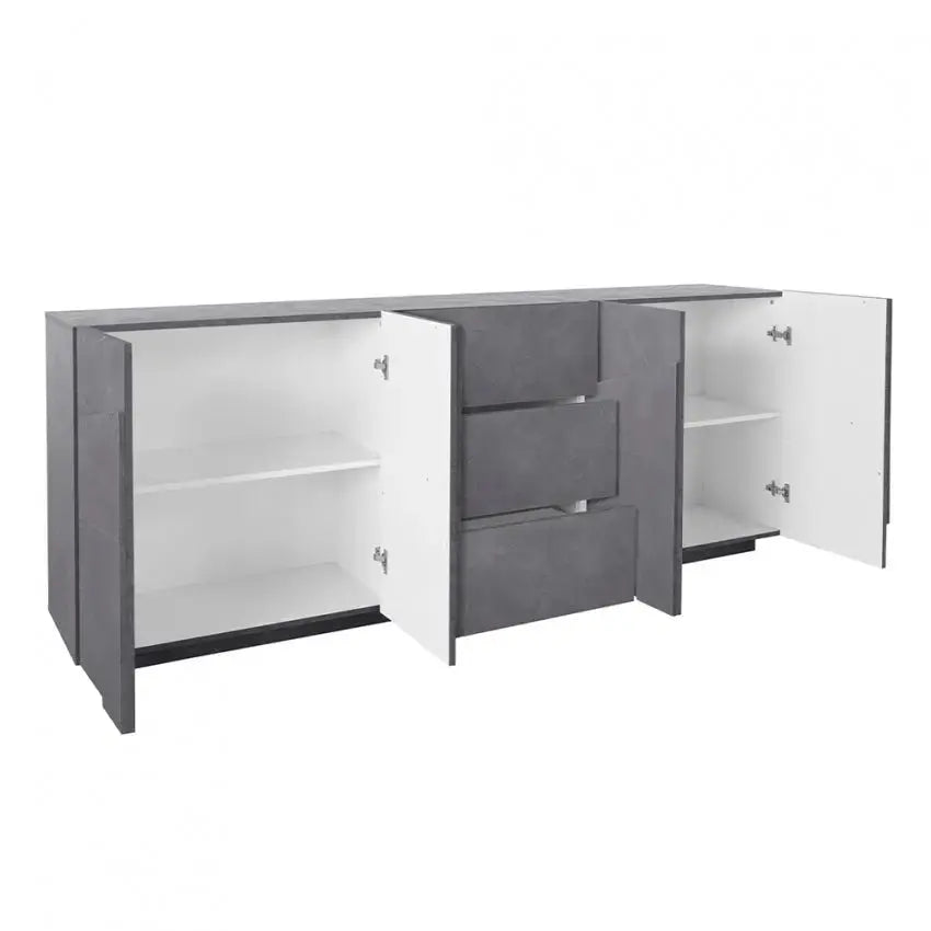 Credenza PING Moderna con 4 Ante Battenti e 3 Cassetti in Ardesia Credenze Italy Web forniture   