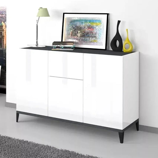 Credenza Sunrise: Sideboard 3 Ante + 1 Cassetto 120 x 40 x 82 cm Bianco Lucido Credenze Italy Web forniture   
