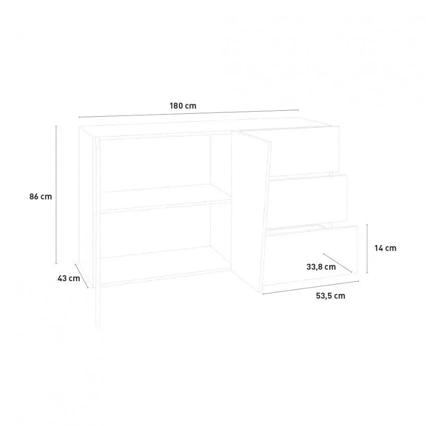 Credenza VEGA Moderna con 2 Ante Battente e 3 Cassetti, Ardesia 180 Credenze Italy Web forniture   