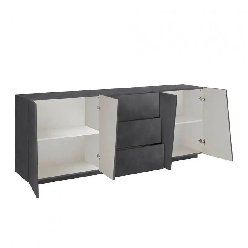 Credenza Moderna VEGA: 4 Ante Battenti e 3 Cassetti Ardesia Credenze Italy Web forniture   