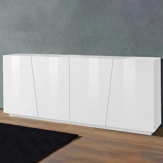 Credenza VEGA Moderna con 4 Ante a Battente in Bianco Lucido Credenze Italy Web forniture   