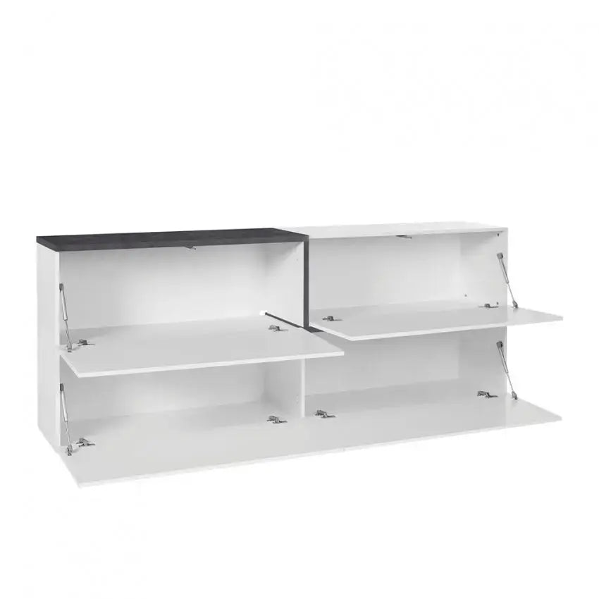 Credenza Moderna ZET 210 con 4 Ante Ribalta, Colore Bianco Ardesia Credenze Italy Web forniture   