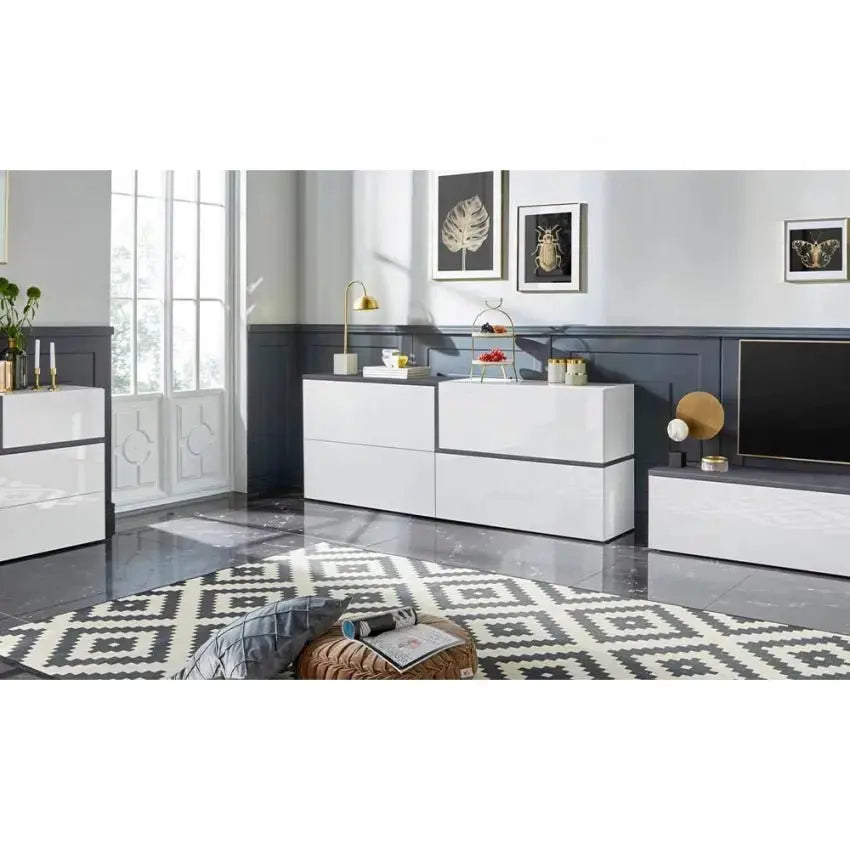 Credenza Moderna ZET 210 con 4 Ante Ribalta, Colore Bianco Ardesia Credenze Italy Web forniture   