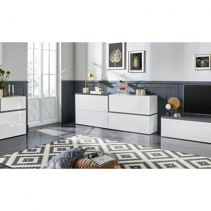Credenza Moderna ZET 210 con 4 Ante Ribalta, Colore Bianco Ardesia Credenze Italy Web forniture   