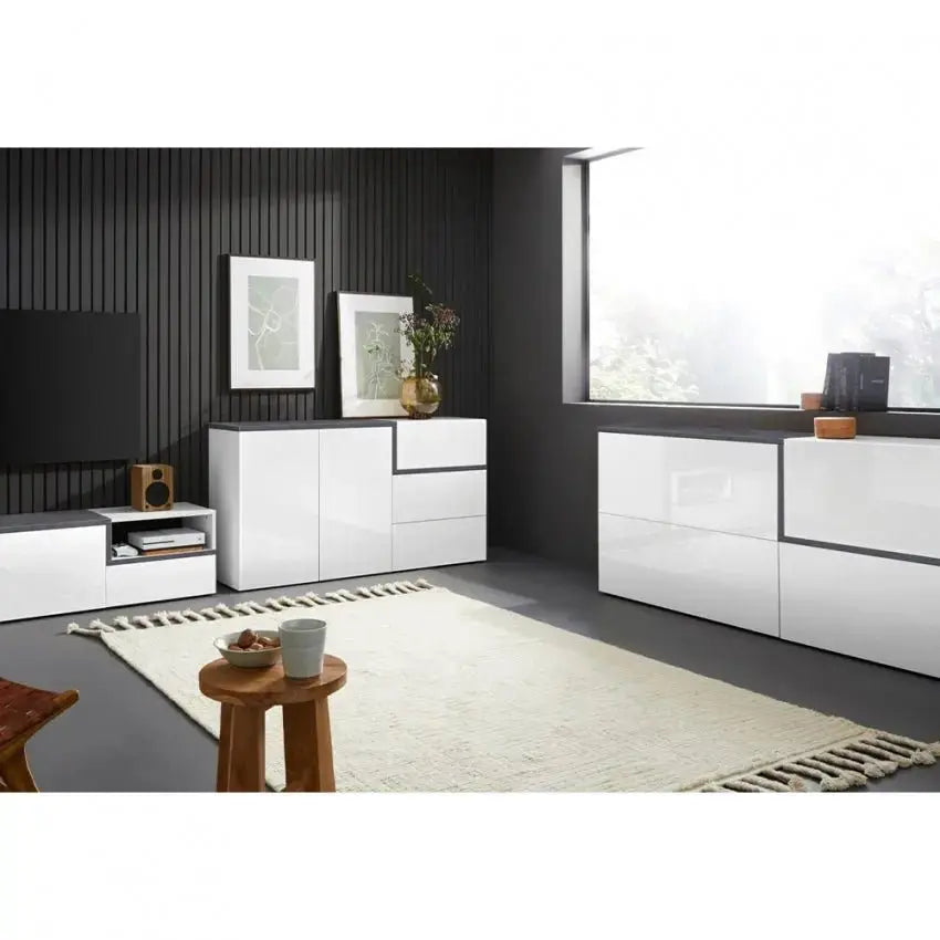 Credenza Moderna ZET 210 con 4 Ante Ribalta, Colore Bianco Ardesia Credenze Italy Web forniture   