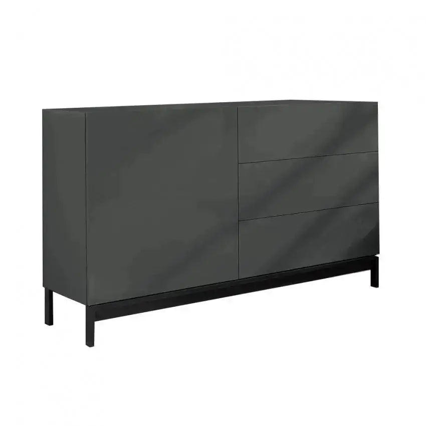 Credenza Moderna 1 Anta + 3 Cassetti Metis con Piede in Metallo Antracite Laccato Credenze Italy Web forniture   