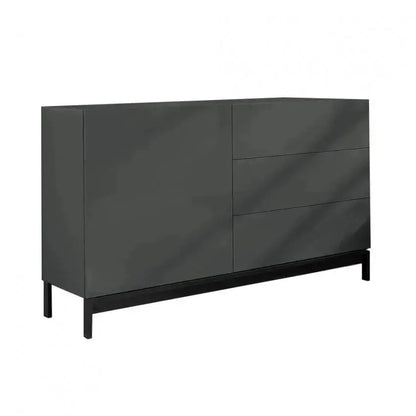 Credenza Moderna 1 Anta + 3 Cassetti Metis con Piede in Metallo Antracite Laccato Credenze Italy Web forniture   