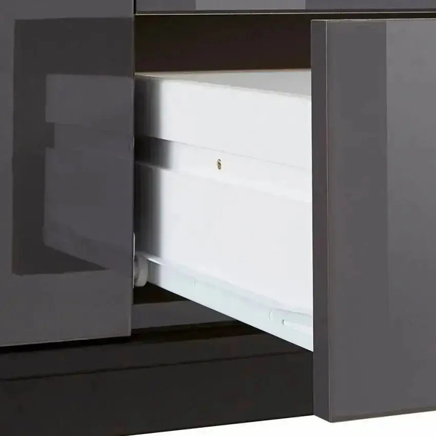 Credenza Moderna 1 Anta + 3 Cassetti Metis con Piede in Metallo Antracite Laccato Credenze Italy Web forniture   