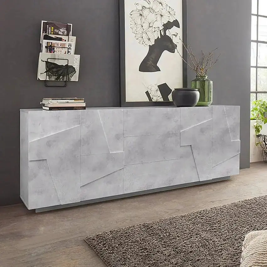 Credenza Moderna Cemento con 4 Ante e 3 Cassetti Ping Credenze Italy Web forniture   