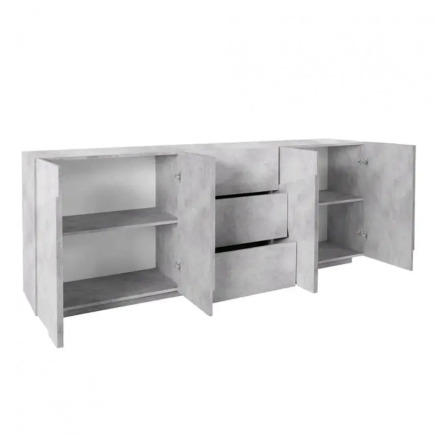 Credenza Moderna Cemento con 4 Ante e 3 Cassetti Ping Credenze Italy Web forniture   