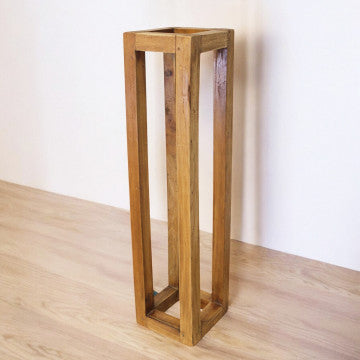 Fioriera media in legno riciclato, dimensioni 18x18x75 cm, colore marrone