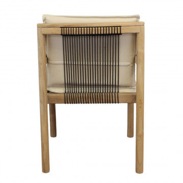Poltrona impilabile in teak e wicker con cuscini 59x60x80 cm